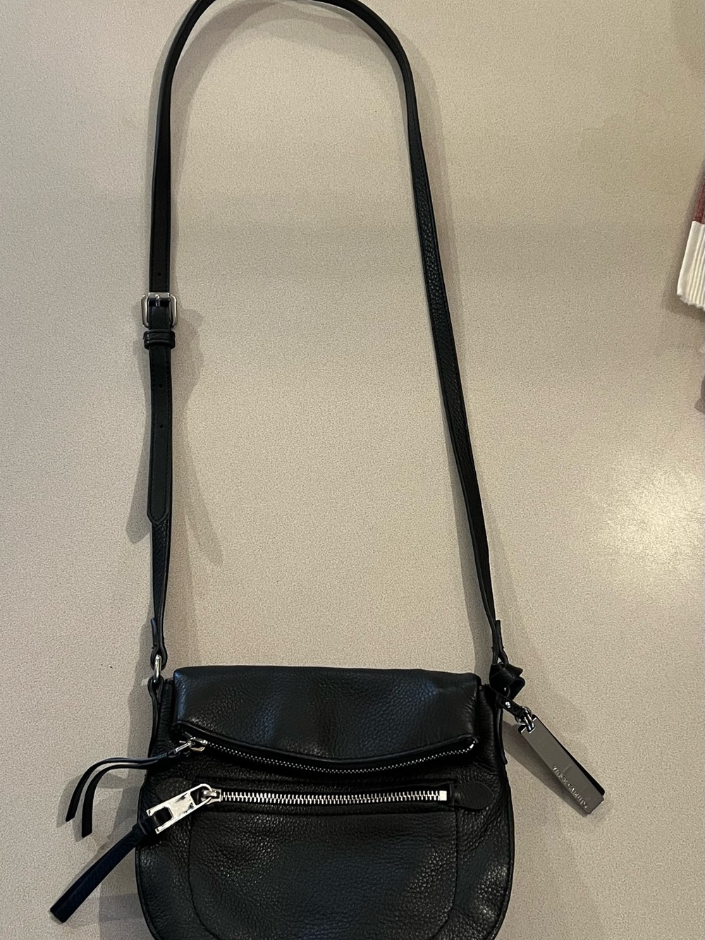 Black Pebbled Leather Crossbody Bag